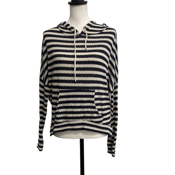 Abercrombie and Fitch Sweater Hoodie. Blue and cream white striped. XS - Picture 1 of 5